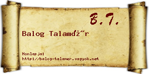 Balog Talamér névjegykártya